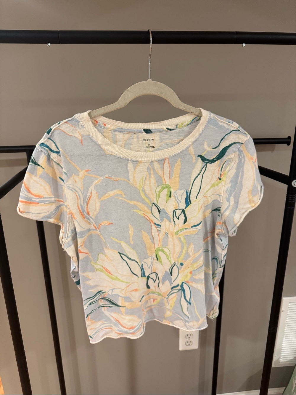Maeve Pastel Floral Linen-Blend Tee